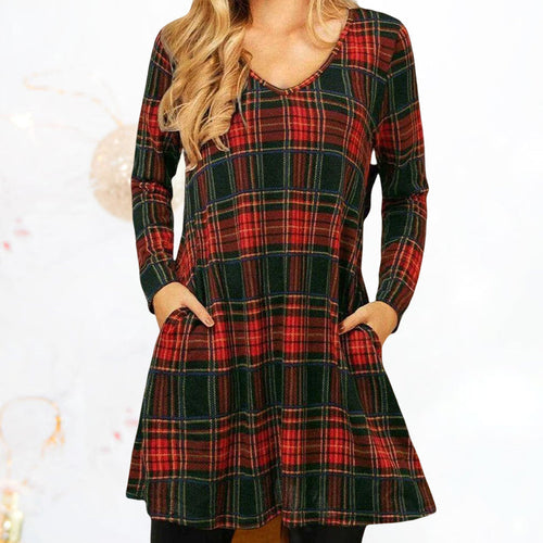 JO | Loose dress with Christmas plaid print