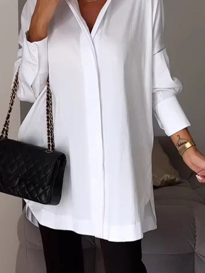 Women's Long Sleeve Shirt Collar Solid,Button Tops