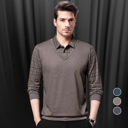 🎉Black Friday - Early Bird Price🎁Men's Faux Two-Piece Long Sleeve Top