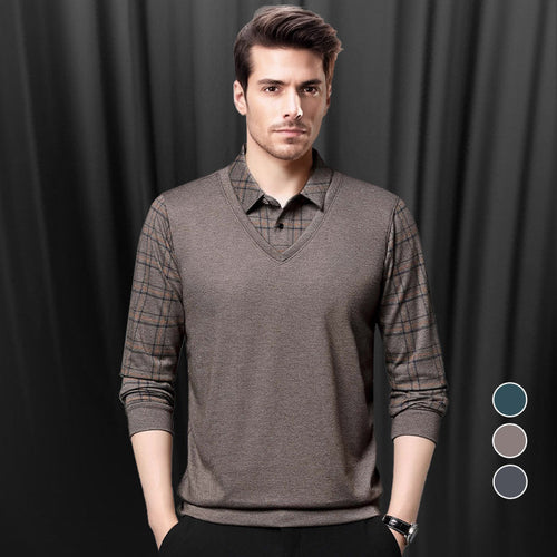🎉Black Friday - Early Bird Price🎁Men's Faux Two-Piece Long Sleeve Top