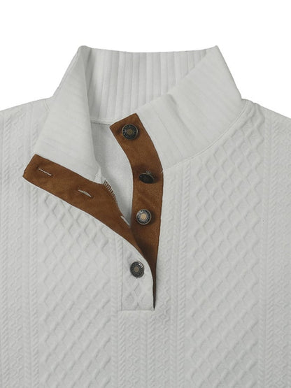 Men's Comfy Outdoor Casual Stand Button Long Sleeve Sweater