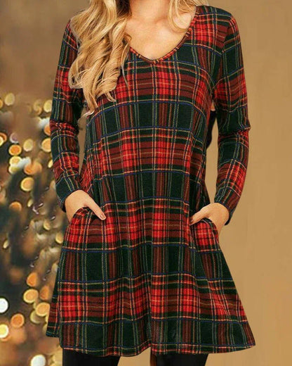 JO | Loose dress with Christmas check print