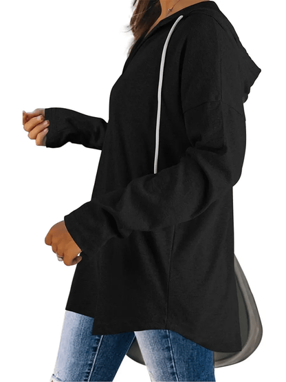 HOT SALE -Women's Casual V Neck Long Sleeve Drawstring Hoodie Sweatshirts