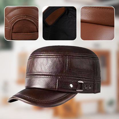 🔥Black Friday Sales - 49% OFF🔥PU Leather Flat Top Warm Baseball Cap