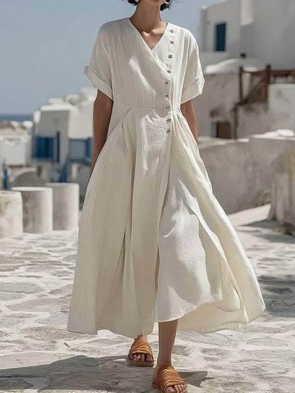 Women's Summer Striped V-Neck Dress