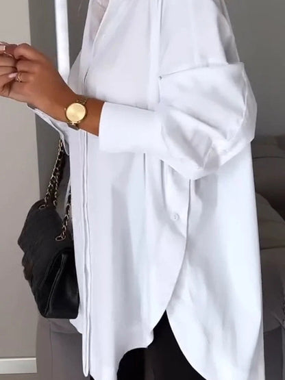 Women's Long Sleeve Shirt Collar Solid,Button Tops