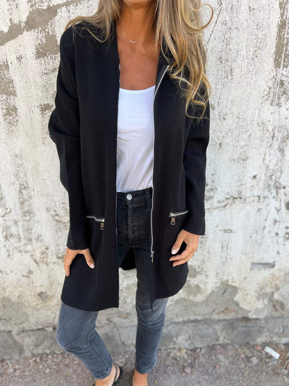 Zipper Long Sleeve Hooded Jacket