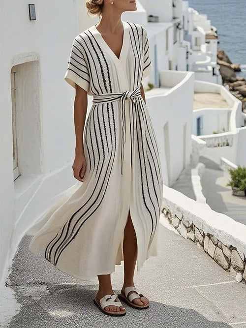 Women Summer Loose Striped Print Dress
