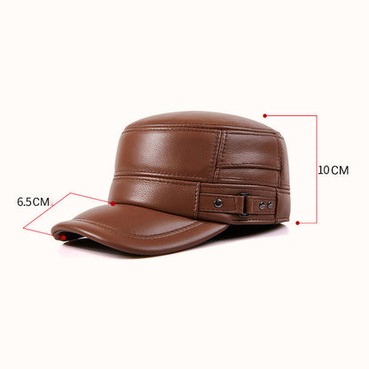 🔥Black Friday Sales - 49% OFF🔥PU Leather Flat Top Warm Baseball Cap