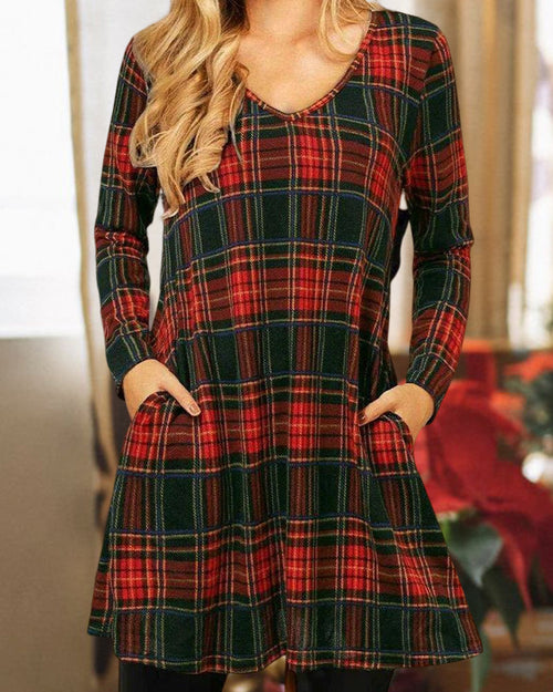 JO | Loose Christmas dress with check pattern