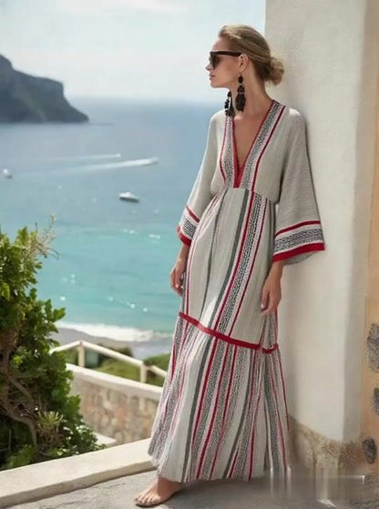 Women'S Loose Striped Print Dress