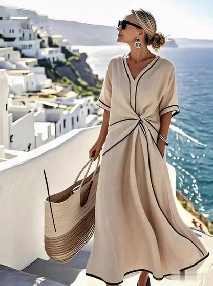 Women'S Loose Striped Print Dress