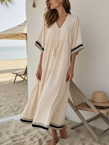 Women Summer Loose Striped Print Dress