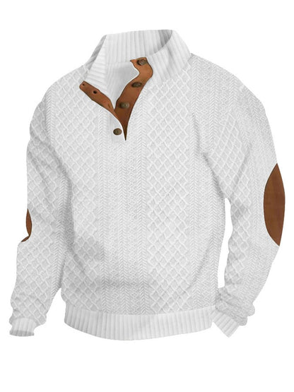 Men's Comfy Outdoor Casual Stand Button Long Sleeve Sweater