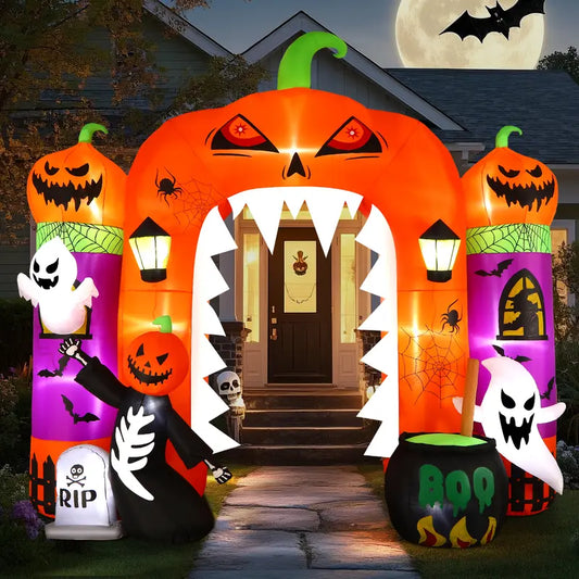 🎃 10FT Giant Inflatable Pumpkin – LED Halloween Outdoor Decoration**