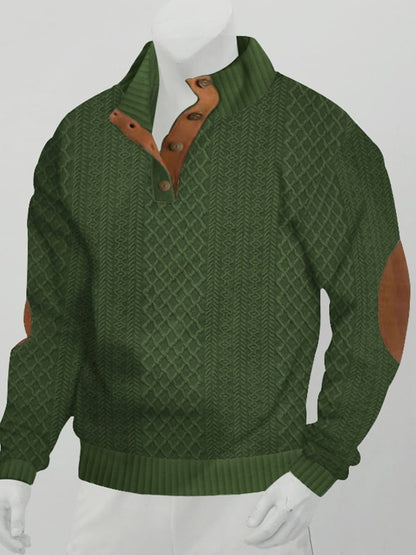Men's Comfy Outdoor Casual Stand Button Long Sleeve Sweater
