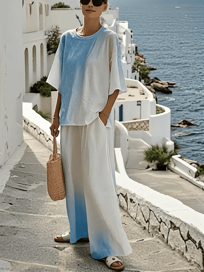 Ladies' Round Neck Contrasting Loose Casual Suit