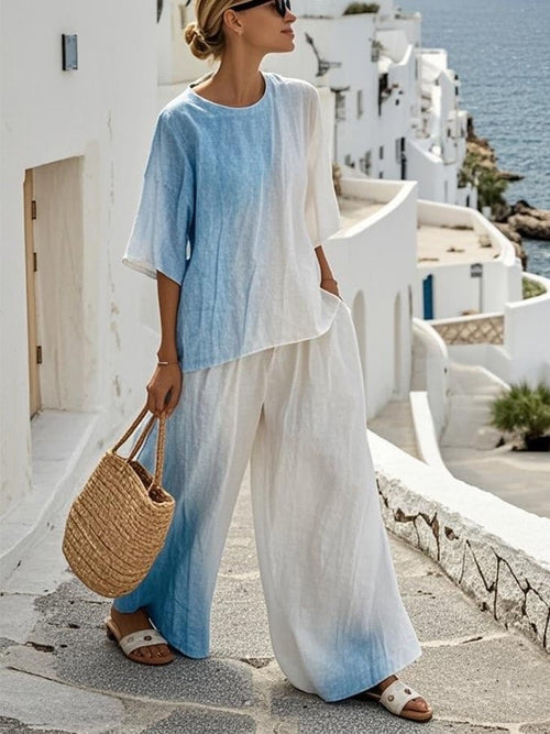 Ladies' Round Neck Contrasting Loose Casual Suit