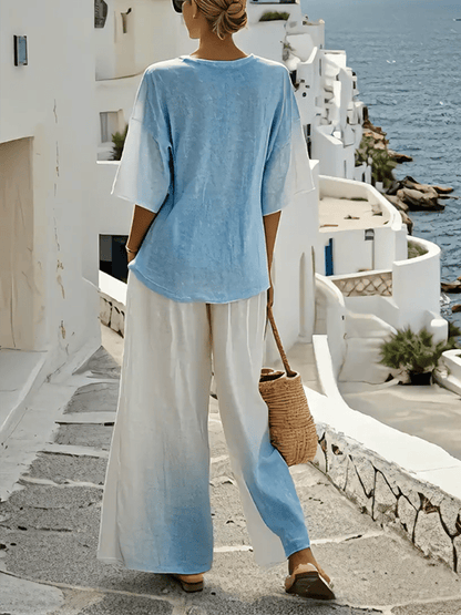 Ladies' Round Neck Contrasting Loose Casual Suit