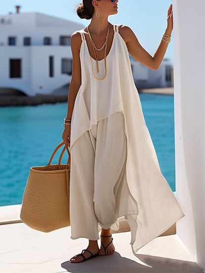 Women Summer Solid Color Overalls Pants Suit