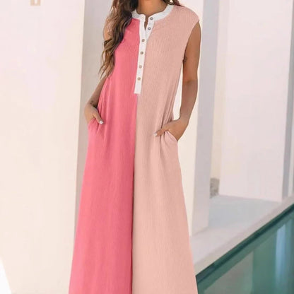 Women's Casual Wide-Leg Color Block Jumpsuit