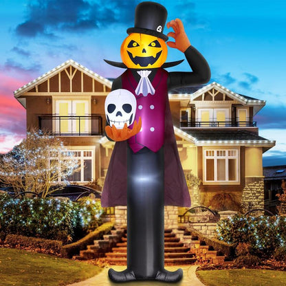 Outvita 12FT Giant Halloween Inflatable Pumpkin Man with Skull