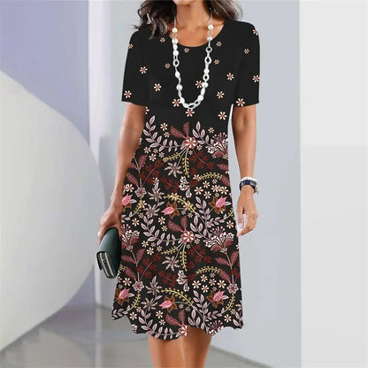 Casual dress with digital print for women