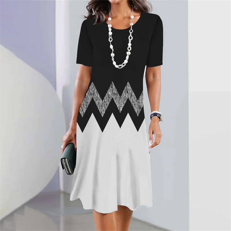 Casual dress with digital print for women