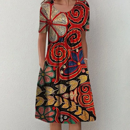 JO | Summer dress with vintage print and ruffles