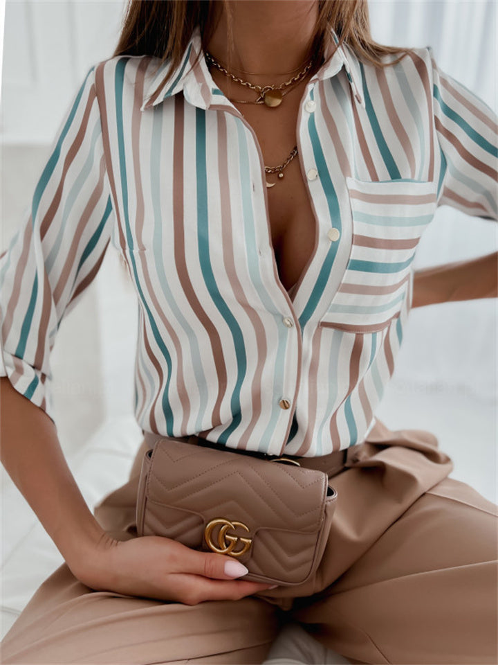 Spring and Summer Women's Elegant Intellectual Style Shirt Design Sense Single-breasted Niche French Women's Print Shirt Blouse