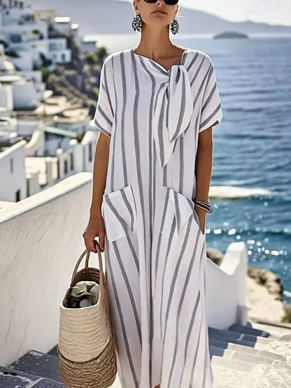 Women'S Loose Striped Print Dress