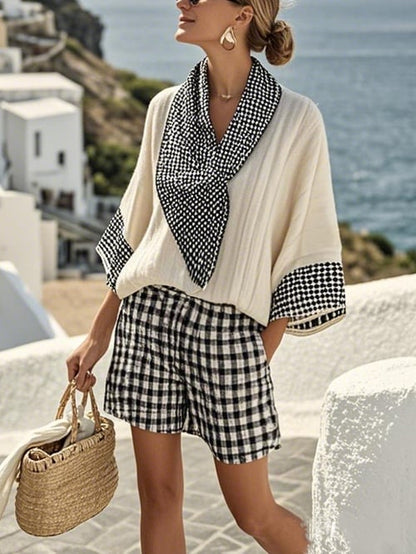Women Summer Loose Striped  Holiday Shorts Set