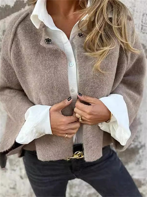 Women's Fall and Winter Loose Short Cashmere Long-sleeved Jacket