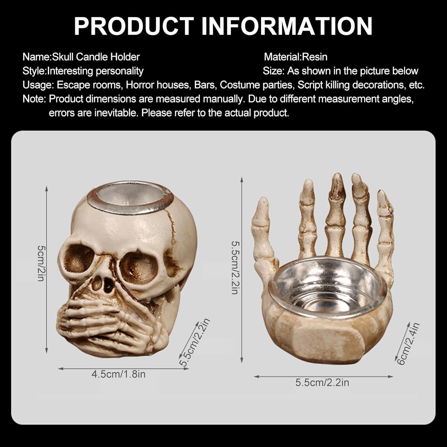 🏆2025 Halloween Hot Sale⚡Halloween Skull Candle Holder - Creepy Bone Candlestick for Gothic Table Decor & Horror Party