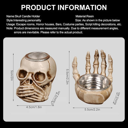 🏆2025 Halloween Hot Sale⚡Halloween Skull Candle Holder - Creepy Bone Candlestick for Gothic Table Decor & Horror Party