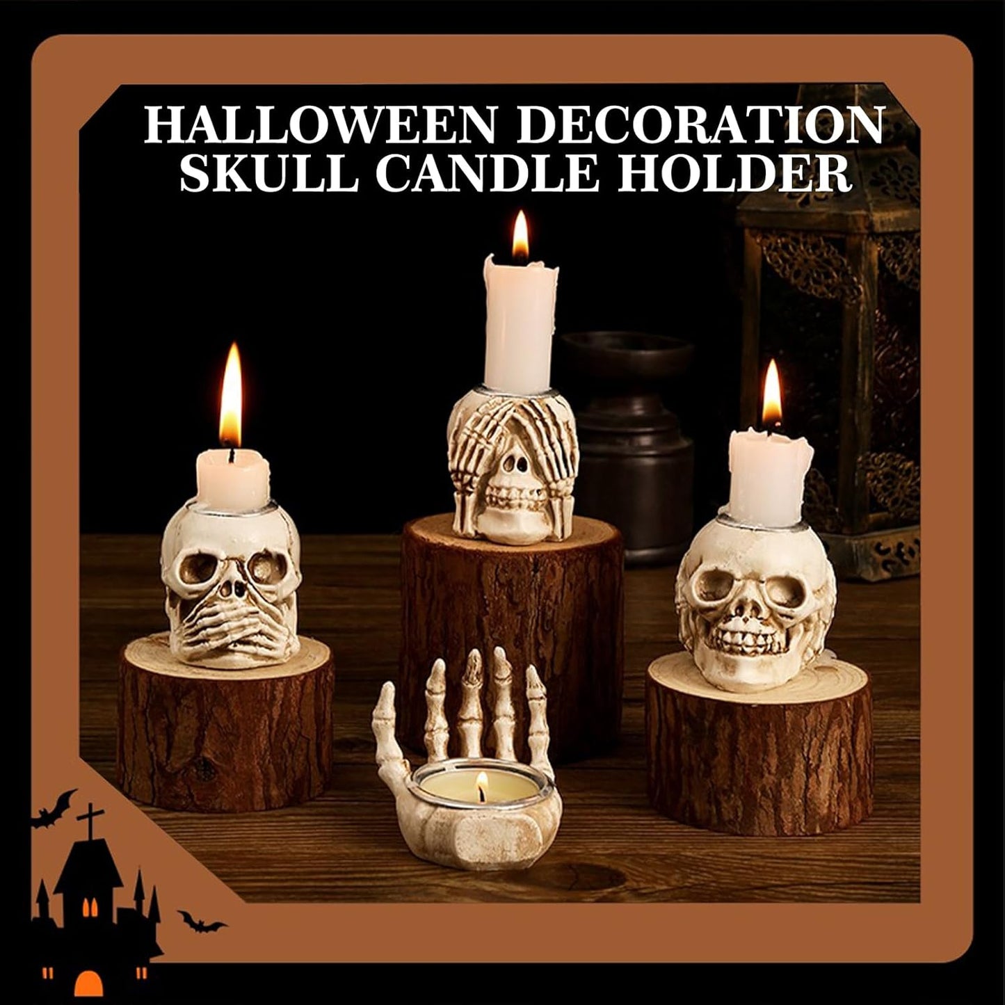🏆2025 Halloween Hot Sale⚡Halloween Skull Candle Holder - Creepy Bone Candlestick for Gothic Table Decor & Horror Party
