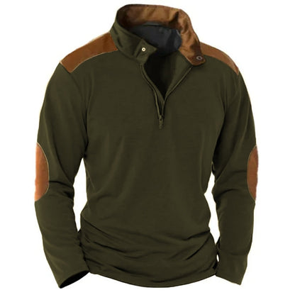 Men's Zip Half Shirt Tee Top Long Sleeve Shirt Fashion Designer Basic