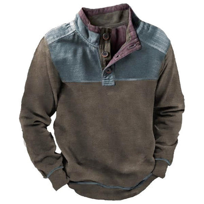 Men's Winter Pullover Hoodie Turn-down Collar Outdoor Long Sleeve Sweatshirt