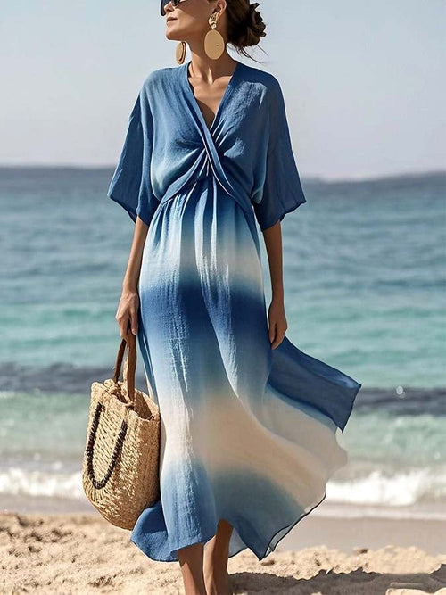 Women'S Casual Cross Gradient Print Dress