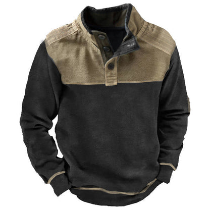 Men's Winter Pullover Hoodie Turn-down Collar Outdoor Long Sleeve Sweatshirt