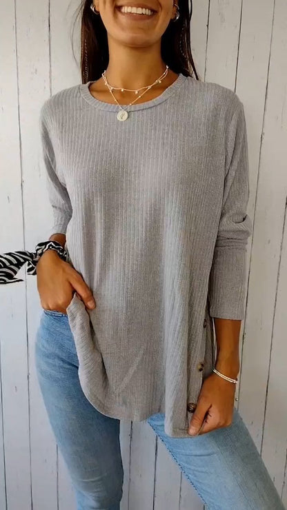 Comfortable Crew Neck Button-down Top (Buy 2 Free Shipping)