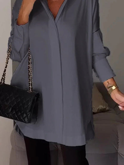 Women's Long Sleeve Shirt Collar Solid,Button Tops