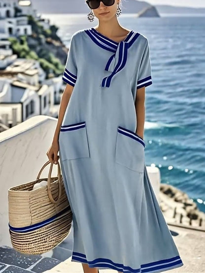 Women'S Loose Striped Print Dress