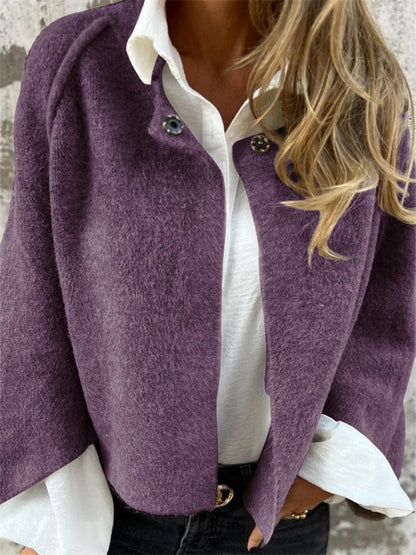 Women's Fall and Winter Loose Short Cashmere Long-sleeved Jacket