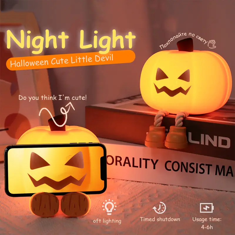 🎃 Mini LED Pumpkin Lamp – Rechargeable Halloween Night Light