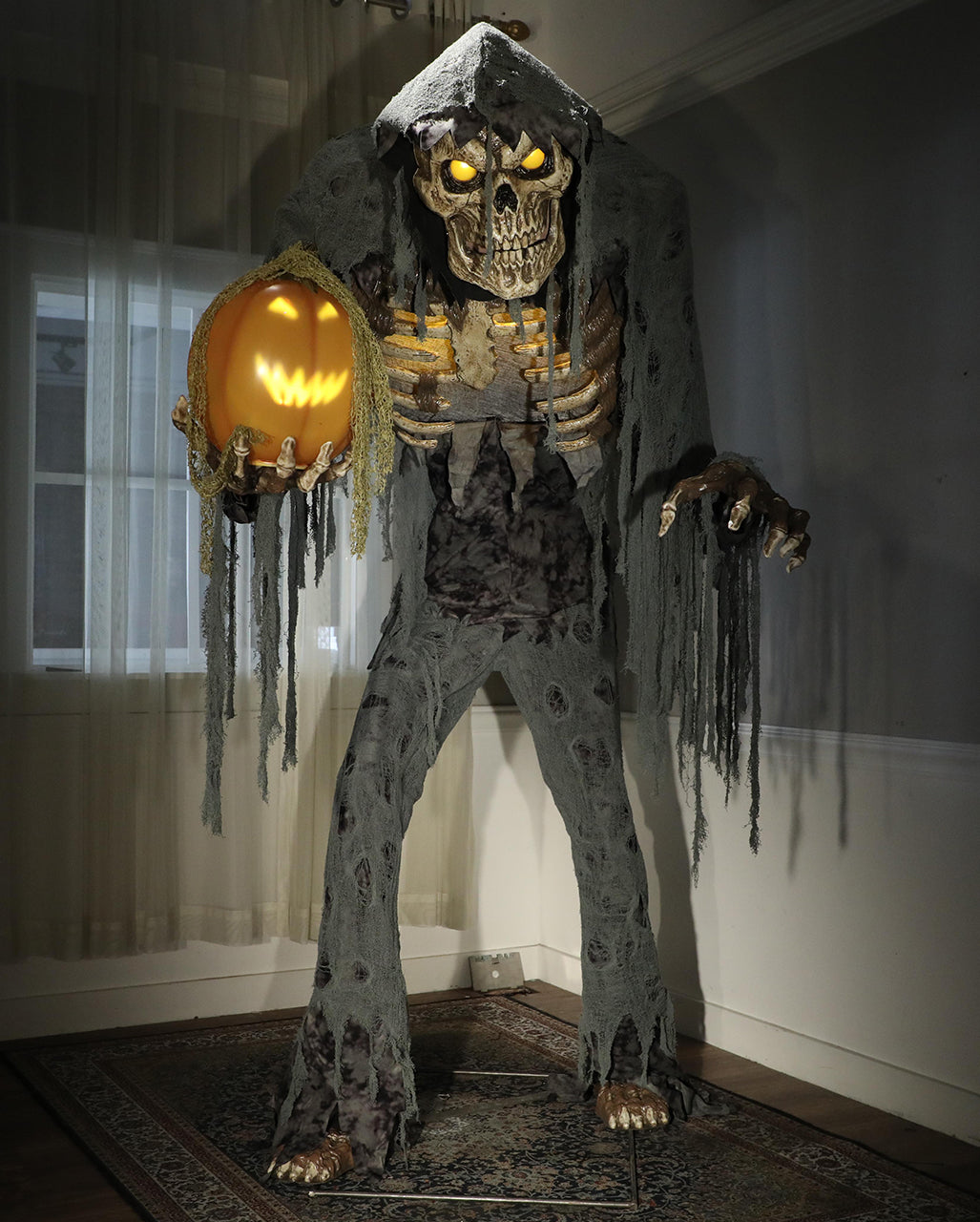 Giant Jack Reaper With Talking Pumpkin Halloween Animatronic