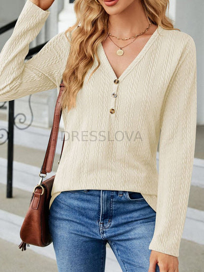 Buttoned Loose  Casual T-Shirt